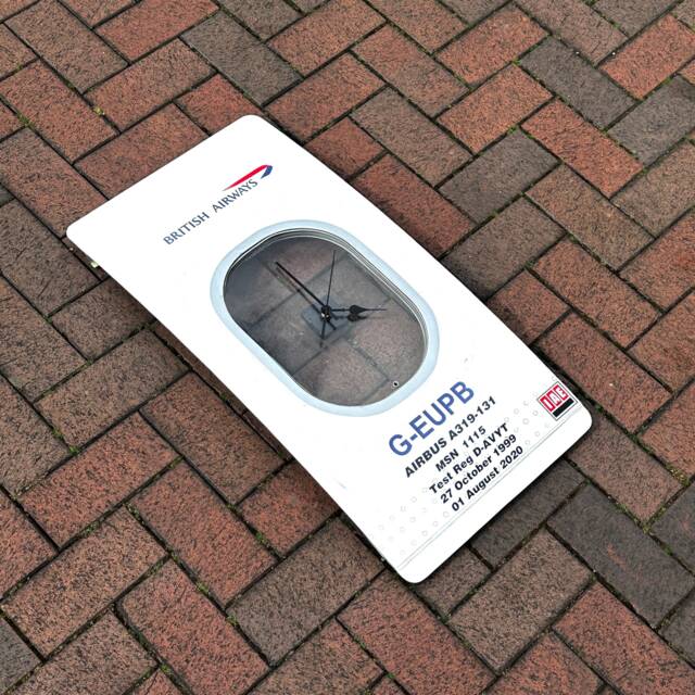 British Airways G-Eupb Airbus A319 Window Fuselage Cut Wall Clock Airline Aviation Upcycle Boeing Gift Plane Aircraft Aviator - image 1