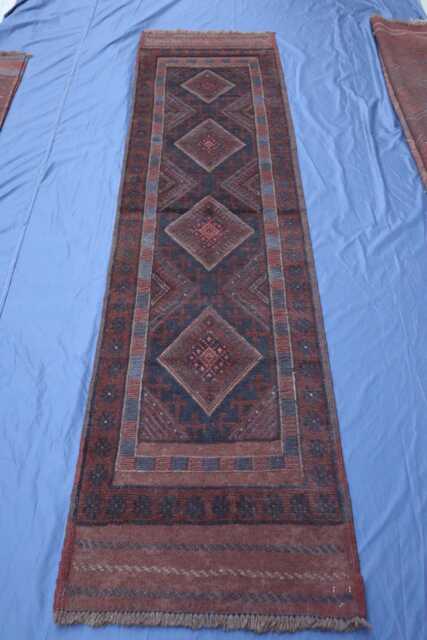 Baluchi Rug Runner 2x8.7 Ft, Antique Afghan Tribal Hallway Dark Wool Runner, Boho Kitchen Geometric Entryway Rug, Vintage Area - image 1