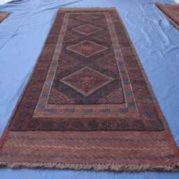 Baluchi Rug Runner 2x8.7 Ft, Antique Afghan Tribal Hallway Dark Wool Runner, Boho Kitchen Geometric Entryway Rug, Vintage Area - thumbnail 3