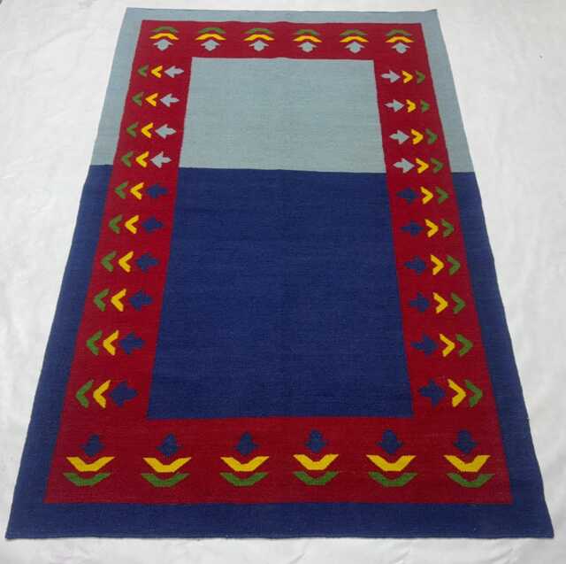 Handmade Flatweave Kilim Rug Royal Blue Two-Tone, Custom Made - image 1
