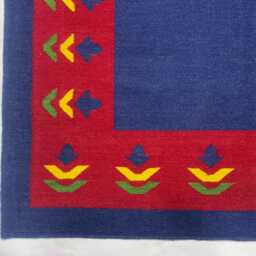 Handmade Flatweave Kilim Rug Royal Blue Two-Tone, Custom Made - thumbnail 2