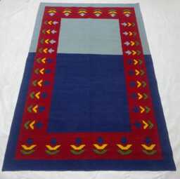 Handmade Flatweave Kilim Rug Royal Blue Two-Tone, Custom Made - thumbnail 1