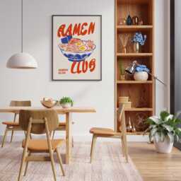 Ramen Club Poster, Retro Japanese Noodle Art - Kitchen Wall Decor - thumbnail 2