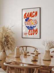 Ramen Club Poster, Retro Japanese Noodle Art - Kitchen Wall Decor - thumbnail 1