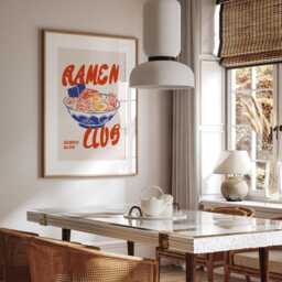 Ramen Club Poster, Retro Japanese Noodle Art - Kitchen Wall Decor - thumbnail 3