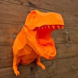 Geometric T-Rex Wall Mount - 3D Printed Dinosaur Decor - thumbnail 3