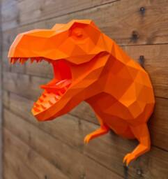 Geometric T-Rex Wall Mount - 3D Printed Dinosaur Decor - thumbnail 1