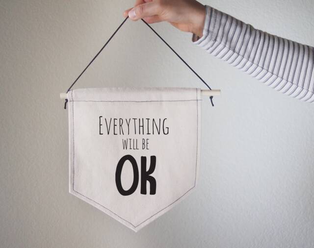 Hanging Canvas Wall Banner-Everything Will Be Ok, Canvas, Wall Art, Home Decor, Office Decor - image 1