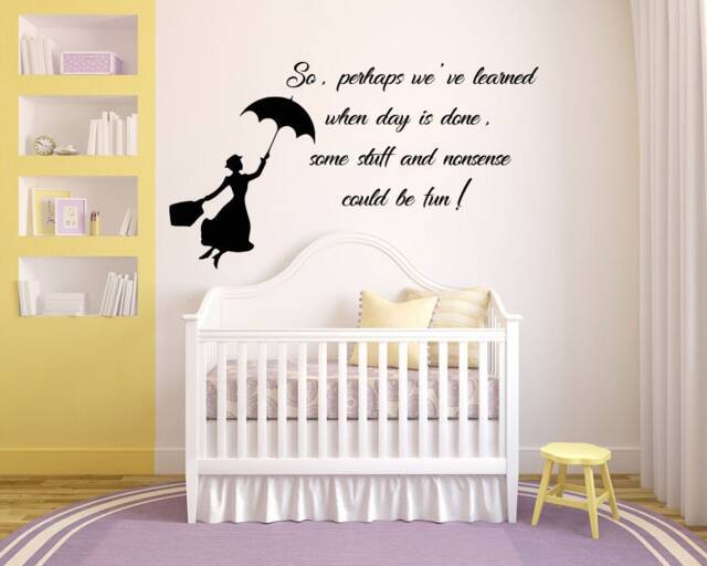 Mary Poppins Quote Wall Decal Nursery Cartoon Art 05Mp - image 1