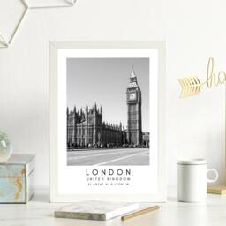 London Big Ben Print Black & White Cityscape Wall Art - thumbnail 2