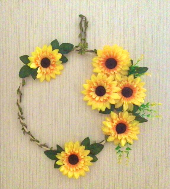 Sunflower Hoop Wall Hanging, Sunflower Wreath, Flower Decoration, Home Decor, Gift For Mother - image 1