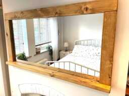 Handmade Solid Wood Mirror - Rustic Wall English Oak Wax Finish Farmhouse Home Decor