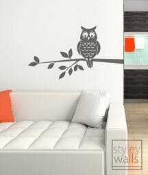 Owl Wall Decal, Sticker, On A Branch Vinyl Home Decor Kids Room Baby Nursery Boy Or Girl Decal - thumbnail 3