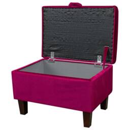 Handmade Pink Velvet Storage Ottoman - Monaco Boysenberry Upholstery Fabric Bespoke British Made - thumbnail 2