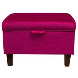 Handmade Pink Velvet Storage Ottoman - Monaco Boysenberry Upholstery Fabric Bespoke British Made - thumbnail 3