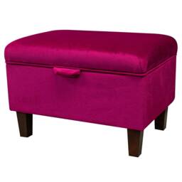 Handmade Pink Velvet Storage Ottoman - Monaco Boysenberry Upholstery Fabric Bespoke British Made
