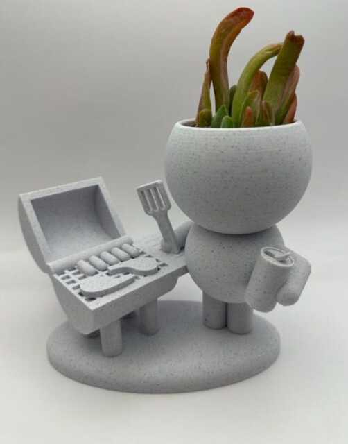 "Bbq Succulent Planter ""Wee Jimmy Let's Throw Another Shrimp On The Barbie" - image 1