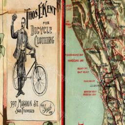 Old California Map, Cycling Bicycle 1895 Vintage Map, Cyclers Antique Wall Fine Art Print Poster - thumbnail 3