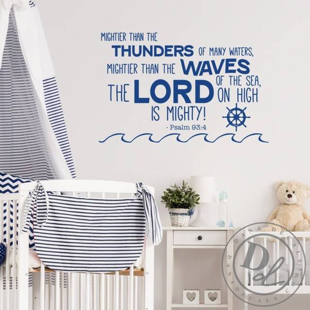Psalm 934 Nautical Vinyl Wall Decal - Bible Verse Nursery Decor - image 1