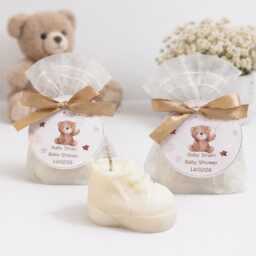 Handmade Soy Wax Baby Shoe Candle Favors Gender Reveal, Christening - thumbnail 2