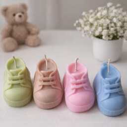 Handmade Soy Wax Baby Shoe Candle Favors Gender Reveal, Christening