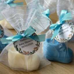 Handmade Soy Wax Baby Shoe Candle Favors Gender Reveal, Christening - thumbnail 4