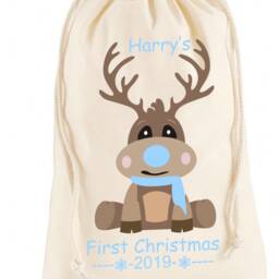 Personalised Baby 1St Christmas Sack Stocking First Bag , Xmas Boy & Girl - thumbnail 2