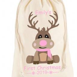 Personalised Baby 1St Christmas Sack Stocking First Bag , Xmas Boy & Girl - thumbnail 3