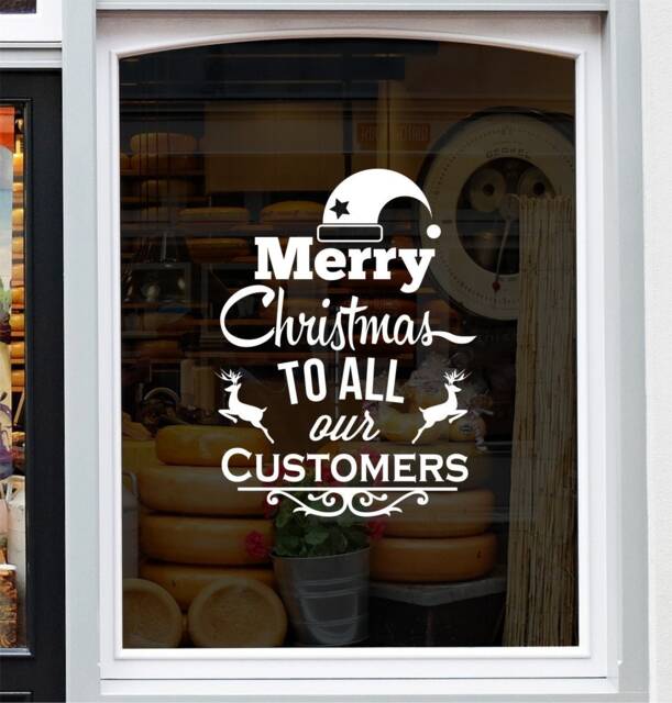 Merry Christmas To All Our Customers Window Sticker Xmas Shop Decoration Decal - image 1