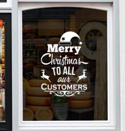 Merry Christmas To All Our Customers Window Sticker Xmas Shop Decoration Decal - thumbnail 1