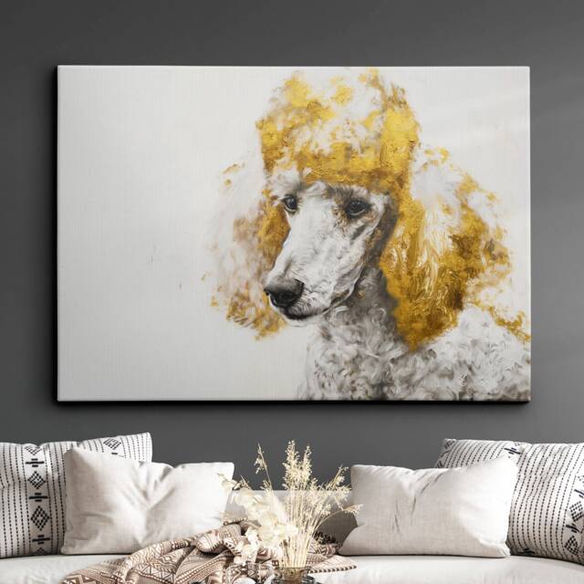 Poodle Gold Style Abstract Dog Oil Painting Framed Poster Print Or Canvas Wall Decor Art Bedroom Home Interior Gift For Pet Lover - image 1