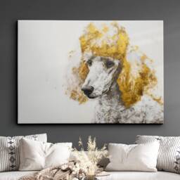 Poodle Gold Style Abstract Dog Oil Painting Framed Poster Print Or Canvas Wall Decor Art Bedroom Home Interior Gift For Pet Lover