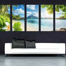 Extra Large Tropical Paradise Beach Panoramic Canvas Print, Wall Art, Ocean Framed & Ready To Hang - thumbnail 2
