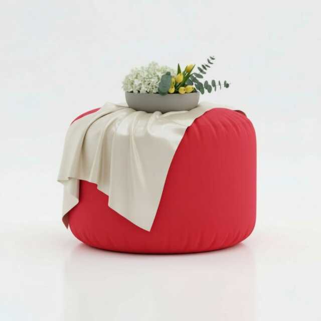 Pouffe Footstools Red Bean Bag Ottoman Style Round Polyester Footstool Pouf - Water Resistant - image 1