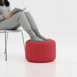 Pouffe Footstools Red Bean Bag Ottoman Style Round Polyester Footstool Pouf - Water Resistant - thumbnail 2