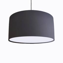 Dark Grey Lampshade in Cotton With White Lining - thumbnail 1