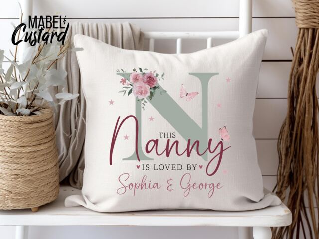 Personalised Nanny Cushion - Birthday Gift New Christmas From Grandchildren Best Nan - image 1