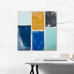 Grungy Blue Abstract Painting, Canvas Wall Art, Modern Art, Square Art - Mdrn Home - thumbnail 2