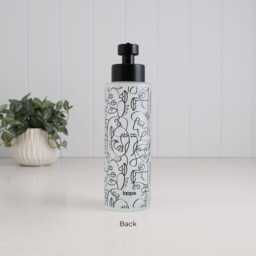 500Ml Frosted Glass Soap Dispenser With Black Line Art Wrap, Modern Reusable Bottle For Bathroom Styling Or Sustainable Home Gift - thumbnail 3