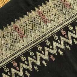 Vintage Hmong Hemp Pillow Handwoven Tribal Textile, Navy Batik - thumbnail 3