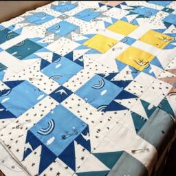 Bear Paw Memory Quilt Blanket Made From A Loved One's Clothing - thumbnail 2