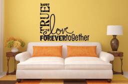 Happy True Love Forever Together Quote Saying Interior Wall Decal Sticker Vinyl Mural Bedroom Leaving Room Home Decor Free Shipping L223 - thumbnail 1