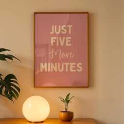 Just Five More Minutes Wall Print, Pink Bedroom Poster, Cute Girls Room Funny Art, Cozy Sleep Decor, Lovers Print - thumbnail 2