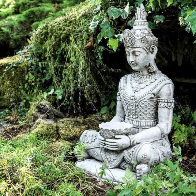 Large Stone Cast Sitting Meditating Oriental Thai Buddha Statue, UK Made, Dgs - image 1