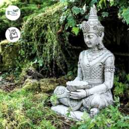 Large Stone Cast Sitting Meditating Oriental Thai Buddha Statue, UK Made, Dgs - thumbnail 2