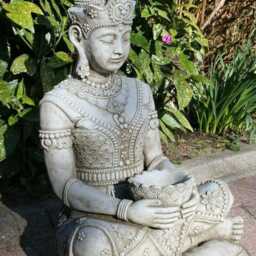 Large Stone Cast Sitting Meditating Oriental Thai Buddha Statue, UK Made, Dgs - thumbnail 4