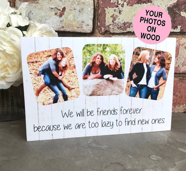 Friend Photograph, Personalized Gift, Gift For Friend, For Friends, Photo Block, Wood Frame, Pine - image 1