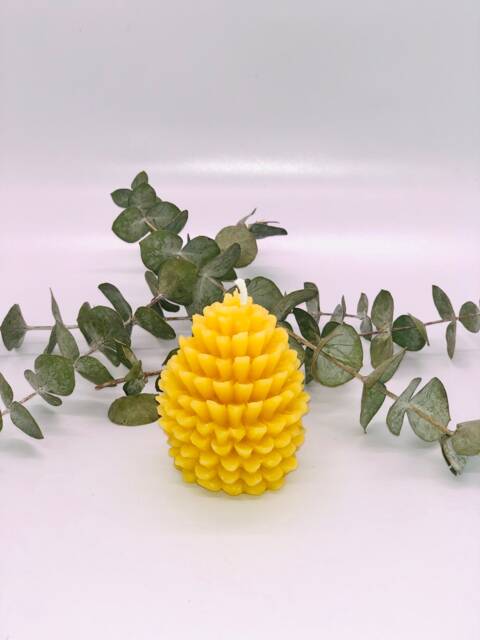 Small Beeswax Pinecone Candle - image 1