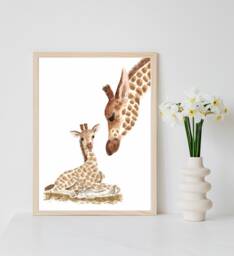 Giraffe Wall Art Print - Baby African Home Decor Animal Poster Decor- Gift - thumbnail 1