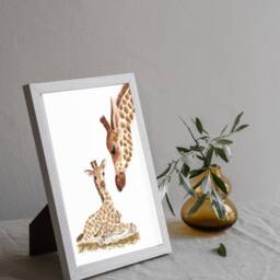 Giraffe Wall Art Print - Baby African Home Decor Animal Poster Decor- Gift - thumbnail 2